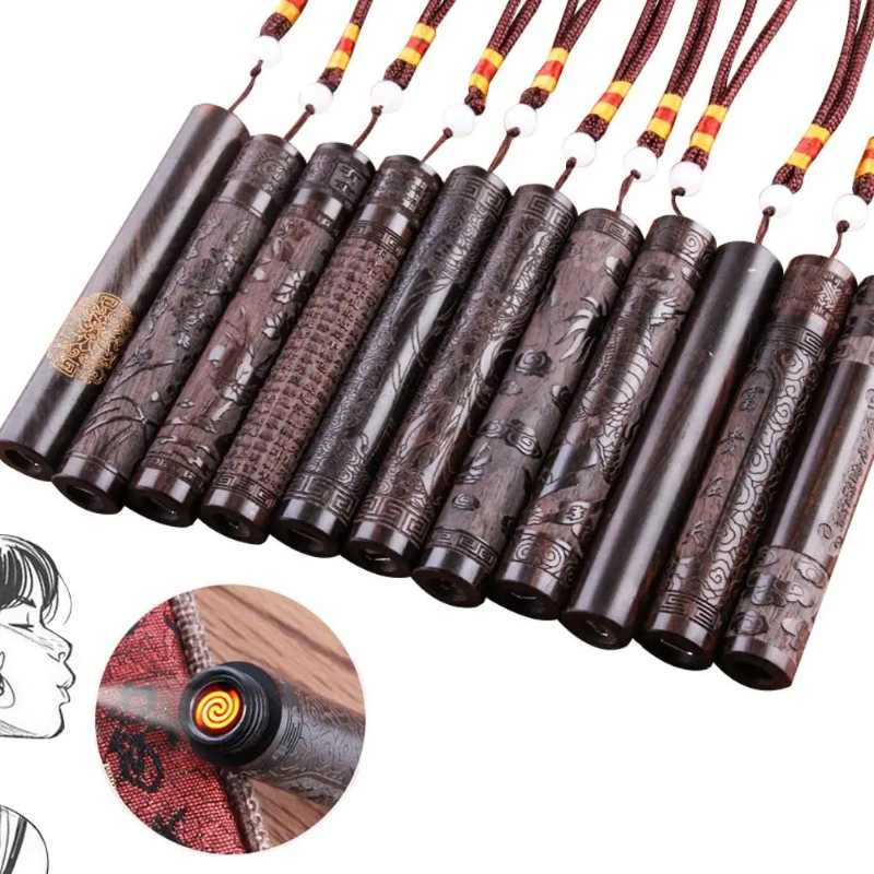 Electronics Gadgets For Men - Creative Carving Sandalwood Electronic Lighter Portable