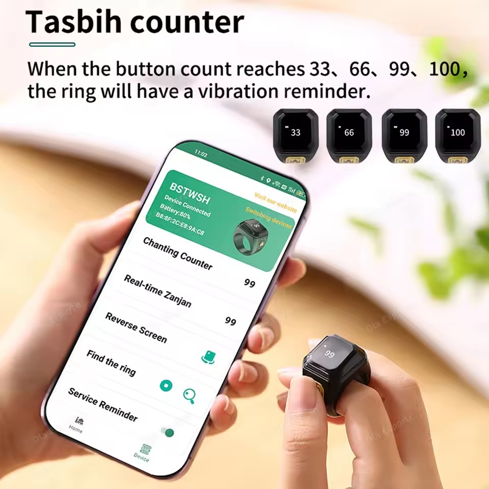 2026 Newest Qibla Zikr Muslim  - Smart Ring Health ulasan dan harga
